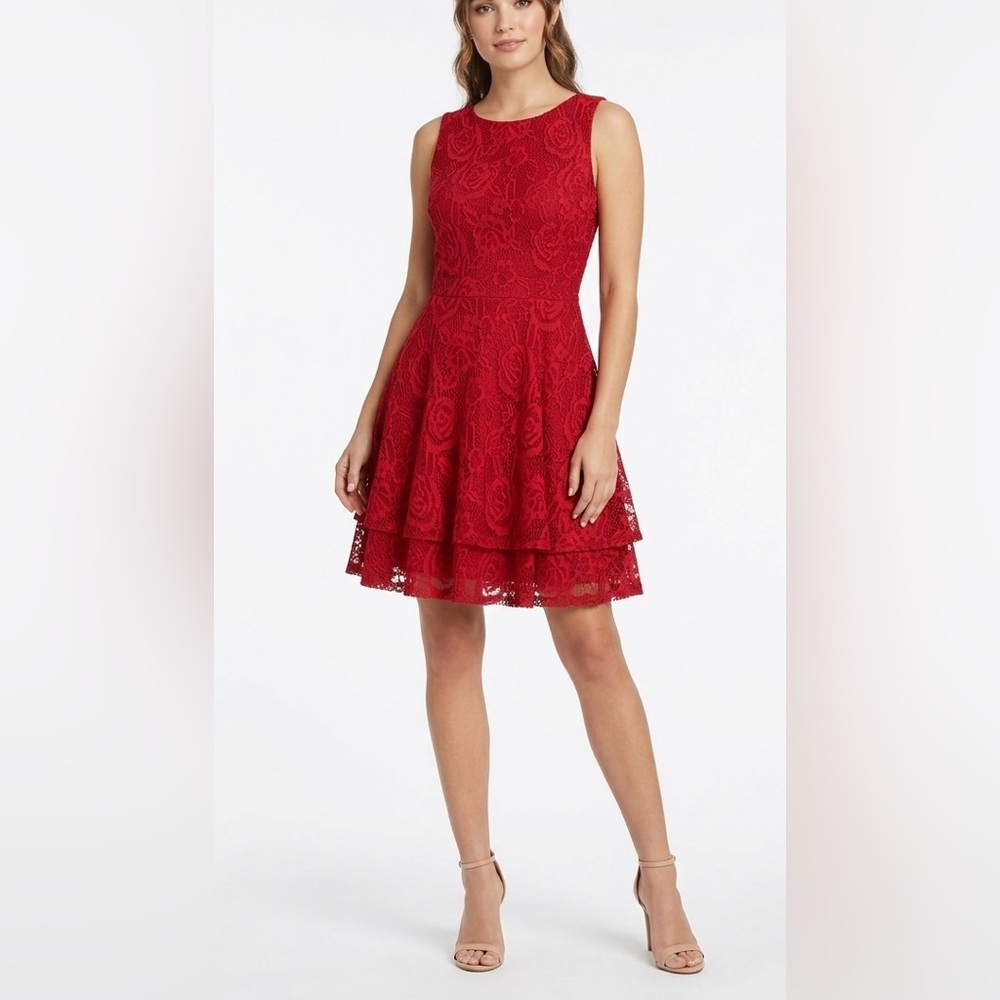 Speechless Red Lace Sleeveless Mini Dress